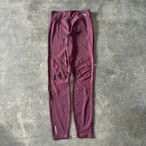 Puma Leggings Womens S Dark Red Maroon Training Stretch Athleisure Gym Workout